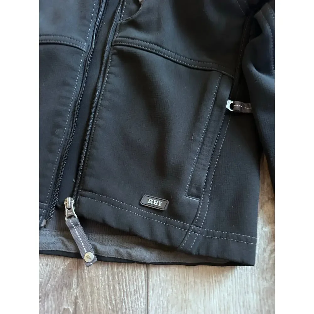 REI Boys' Black Full Zip Hooded Soft Shell Jacket - XXS